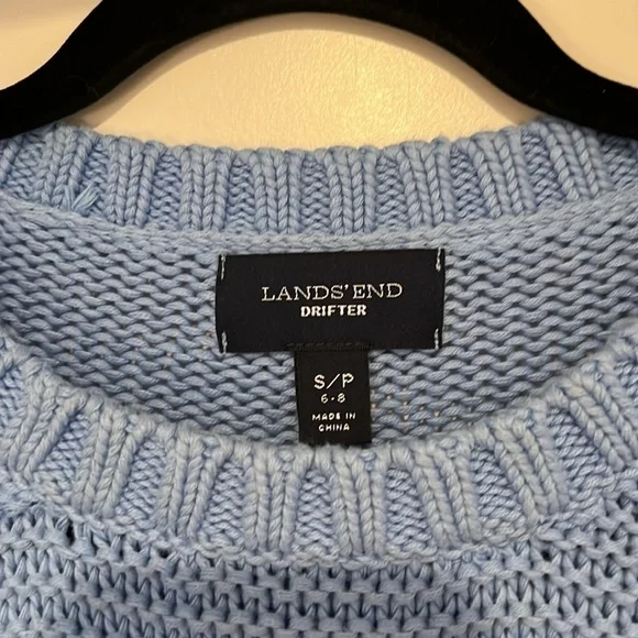 Women’s Lands End Drifter Sweater. Blue. Cable knit. Size S - Picture 2 of 8